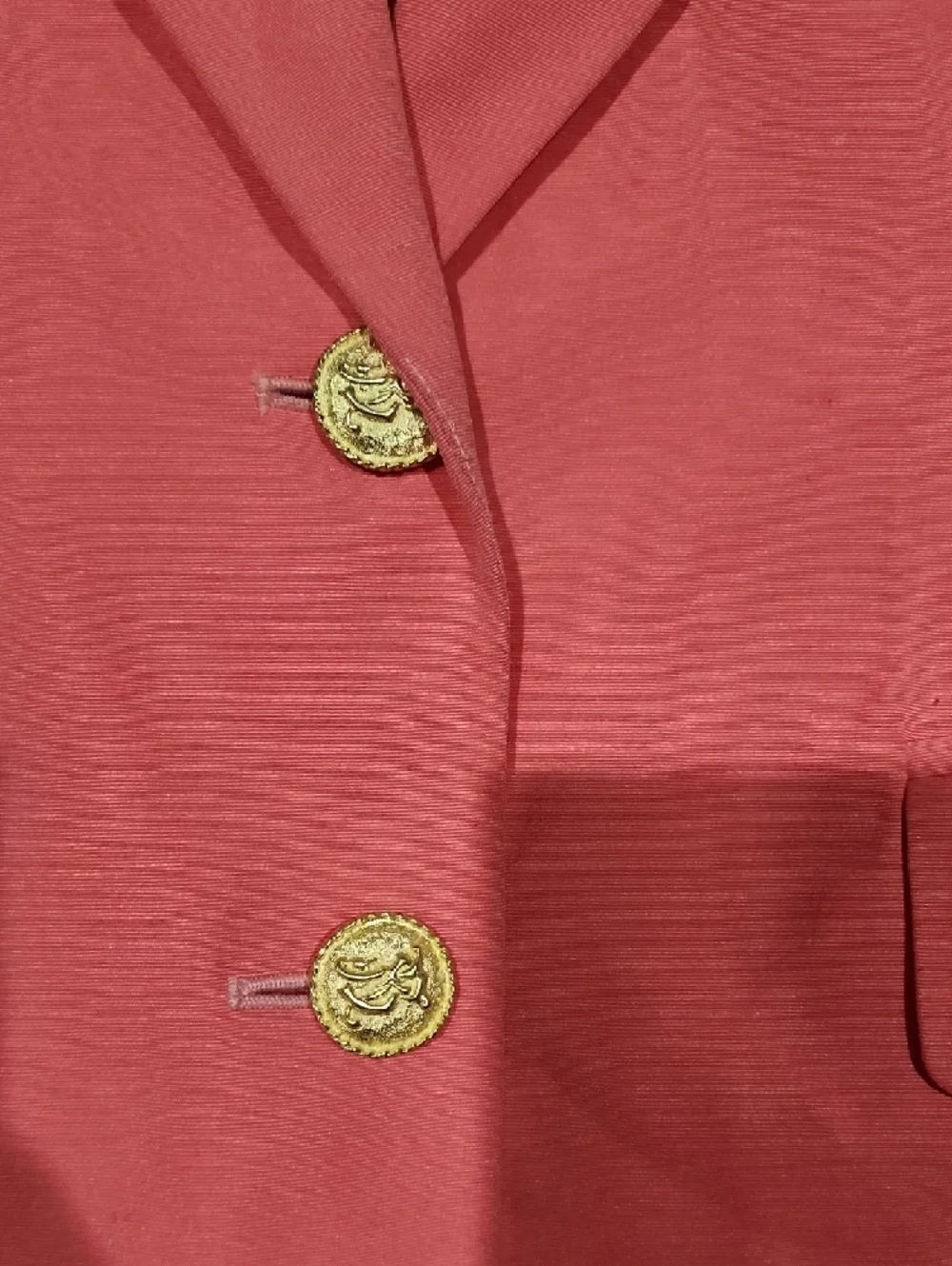 Donna Karan Coral Pink Short-Sleeve Blazer with Gold Buttons